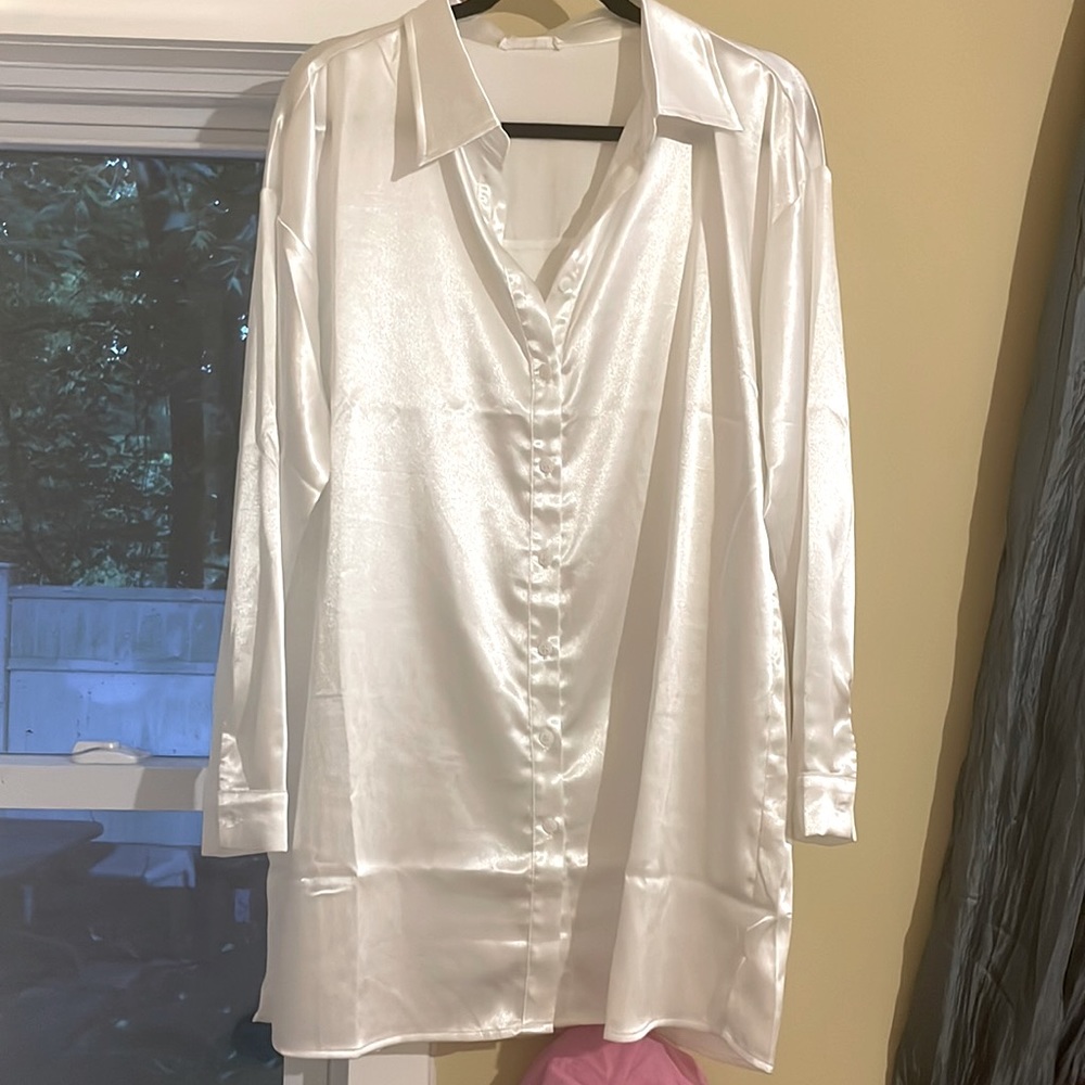 12th Tribe Unstoppable satin dress in white